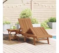 Teenpull Tumbona con cojín marrón de madera maciza de teca, 195 x 59 x 78,5 cm, plegable para 1 persona, ajustable, con reposabrazos y cojín para exteriores, para jardín, terraza, balcón, relax