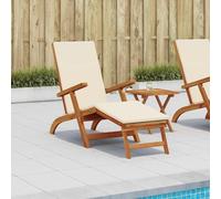 Teenpull Tumbona de madera maciza de acacia ajustable con 5 niveles de inclinación y reposapiés integrado plegable para jardín, terraza, balcón, piscina, cómoda tumbona de relax
