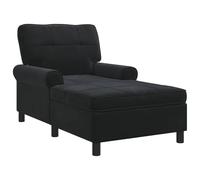 Teenpull Tumbona de terciopelo negro con cojín de 91 x 157 x 91 cm, chaise longue compacta para salón y dormitorio, tumbona de relax con respaldo y reposabrazos para una relajación acogedora