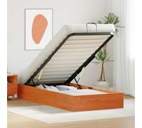 Teenpull Wax Brown Ottoman Bed Frame with Storage, Gas Lift Platform Base for 90 x 200 cm Mattress, Pine Wood Structure, Space Saving Interior Bedroom Bed for Adult and Guest Use