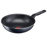 Tefal C38519 XL Force - Sartén wok de 28 cm, revestimiento antiadherente, resistente, señal térmica, base difusora, forma extra ancha, mango estable, color negro