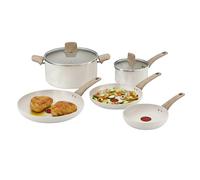 Tefal Cera Bright, Set de cocina de cerámica, Sartén 20/24/28 cm, Cazo 16 cm, Olla 24 cm, 2 tapas, Revestimiento antiadherente, Indicador de calor
