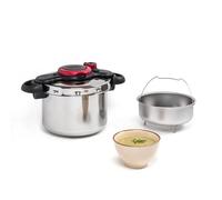 Tefal Olla a presión Clipso Minut Easy 6 L, acero inoxidable, 50% ahorro, 5 sistemas de seguridad