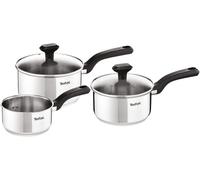 Tefal Comfort Max - Juego de 3 Cazos de 16/18/20 cm + 2 Tapas, Apto inducción, sin antiadherente, apto lavavajillas y horno, acero inoxidable