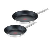 Tefal Cook Eat Set de 2 sartenes de 24/28 cm Mango Fijo Acero Inoxidable Inducción