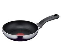Tefal D52602 Resist - Sartén de 20 cm | Revestimiento antiadherente de titanio seguro | Indicador de temperatura de señal térmica | Fácil limpieza | Tecnología Flame Protect | Negro
