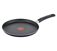 Tefal D52610 Resist - Sartén para crepes (25 cm, revestimiento antiadherente de titanio, indicador de temperatura de señal térmica, fácil limpieza, tecnología Flame Protect, color negro, no apta para