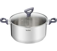 Tefal Daily Cook - Cacerola 20 cm, Acero inoxidable | Cacerola de 20 cm + Tapa cristal, Asas agarre cómodo, Marcas de medida internas, Apto todo tipo cocina, Cocción uniforme