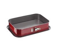 Tefal Delibake J16405 Molde tarta rectangular 36x24 cm, forma rectangular desmontable y con gran fondo, revestimiento antiadherente, fácil desmonte, de acero al carbono, con grosor 3/10, rojo