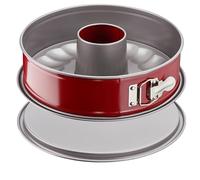 Tefal Delibake, Molde tarta redondo con rosa 27 cm, forma redonda desmontable y con gran fondo, revestimiento antiadherente, fácil desmonte, de acero al carbono, con grosor 3/10, rojo, J16428