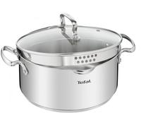 TEFAL Duetto+ Faitout 18 cm, Induction, Acier inoxydable haute qualité, Garantie 10 ans, Poignées rivetées, Couvercle verre