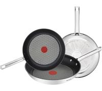 Tefal Duetto - Juego de Sartenes de 20/24/28 cm, Apto inducción, antiadherente, revestimiento titanio, Thermo-signal, apto lavavajillas y horno, acero inoxidable