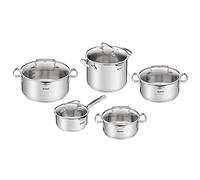 Tefal – Juego de ollas Duetto, acero inoxidable con tapa de cristal, 10 piezas