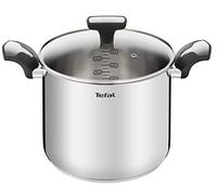 Tefal Emotion Emotion - Olla de acero inoxidable (22 cm / 6 L, difusión de calor homogénea, diseño elegante, asas robustas, tapa de cristal, inducción E3016104