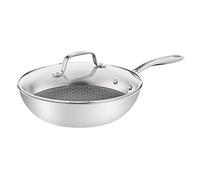 Tefal Eternal Mesh E49716 Sartén wok, 28 cm, cierre de malla seguro y resistente a los arañazos, sartén de tres capas, apta para inducción, acero inoxidable