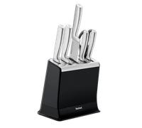 Tefal EverSharp Pro, Set de 5 cuchillos + tijera + Bloque Afilador, Afilado duradero, Acero Inoxidable