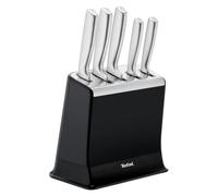 Tefal Set de 5 cuchillos EverSharp K2976S04 – Bloque con afilador, acero inoxidable, afilado duradero