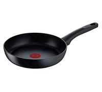 Tefal G28104 Black Stone - Sartén (24 cm, revestimiento antiadherente, seguro, señal térmica, apta para inducción, cocina saludable, efecto piedra, color negro)