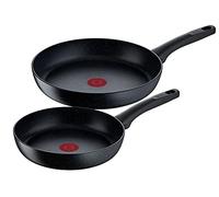 Tefal G28191 Black Stone - Juego de 2 sartenes (24/28 cm, revestimiento antiadherente, indicador de temperatura de señal térmica, adecuado para inducción, color negro
