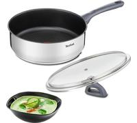 Tefal G7133214, redonda, sartén para saltear, acero inoxidable, revestimiento de titanio, 175 °C, acero inoxidable