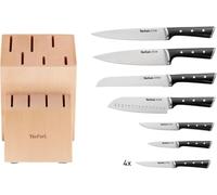 Tefal Ice Force - Bloque con 10 Cuchillos, Acero inoxidable | Bloque de 10 cuchillos, Pelar 9cm + Chef 20cm + Universal 11cm + Santoku 18 cm + Rebanador 20 cm + Pan 20 cm + 4x Carne 11 cm
