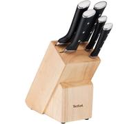 Tefal Ice Force - Bloque de madera con 5 Cuchillos, Acero Inoxidable | Bloque de 5 cuchillos, Pan 20 cm + Chef 20 cm + Santoku 18 cm + Universal 11 cm + Pelar 9 cm, Tecnología Ice Force -120°C