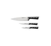 Tefal Ice Force - Juego de 3 Cuchillos: Chef 20 cm, Universal 11 cm, Pelador 9 cm | Acero Inoxidable Alemán, Tecnología Ice Force -120°C, Corte Preciso, Mango Remachado, Resistente a la Corrosión