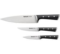 Tefal Ice Force - Set de 3 Cuchillos (Chef, Universal, Pelador) | Cuchillo Chef 20 cm + Universal 11 cm + Pelador 9 cm, Tecnología Ice Force -120°C, Acero inoxidable, Mango Remachado