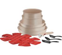 Tefal Ingenio Delight L7839002, juego de cocina, color beige, aluminio, Minerali color beige, indicador de temperatura