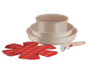 Tefal Ingenio Delight On, Set de cocina de 8 piezas, Mango extraíble, Apilable, Revestimiento antiadherente, Inducción