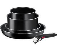 Tefal Ingenio Easy On - Juego de 2 Sartenes 22/28 cm + 2 Cazos 16/20 cm + Mango extraíble, No apto inducción, antiadherentes, revestimiento titanio, apto lavavajillas y horno