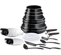 Tefal Ingenio Easy On - Juego de 4 Sartenes 22/24/26/28 cm + 3 Cazos 16/18/20 cm + Guisera 24 cm + 2 Mangos extraíbles + 10 Accesorios, No apto inducción, antiadherentes