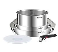 Tefal Ingenio Emotion - Juego de 3 Piezas, Acero Inox, Sin Revestimiento | 2 Sartenes de 22/26 cm + Cazo de 18 cm + 2 Acc, Apto inducción y horno, Sin revestimiento, Tecnología Full Induction