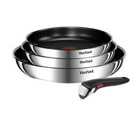 Tefal Ingenio Emotion, Sartenes de 22/24/28 cm + Mango extraíble, Acero inoxidable 18/10, Revestimiento antiadherente, Apilable, Inducción