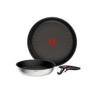 Tefal Ingenio Emotion+, Set de 3 Piezas, Acero inoxidable premium, Revestimiento antiadherente, Mango extraíble, Apilable, Apta con inducción