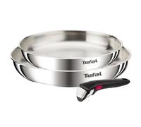Tefal Ingenio Emotion, Set de 3 piezas, Sartenes 24/28 cm, Mango extraíble, Acero inoxidable, Sin revestimiento, Apilable, Inducción