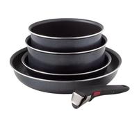 Tefal Ingenio Enjoy - Juego de 2 Sartenes 22/28 cm + 2 Cazos 18/20 cm + Mango extraíble, Apto inducción, antiadherentes, revestimiento titanio, Thermo-signal, apto horno
