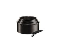 Tefal Ingenio Expertise - Juego de 3 Cazos + Mango extraíble: Cazos de 16/18/20 cm de aluminio, mango intercambiable, sartenes antiadherentes, Titanium Excellence, Thermospot
