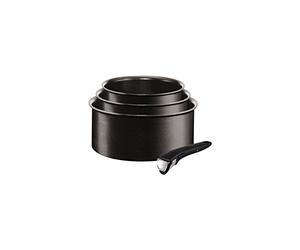 Tefal Ingenio Expertise - Juego de 3 Cazos + Mango extraíble: Cazos de 16/18/20 cm de aluminio, mango intercambiable, sartenes antiadherentes, Titanium Excellence, Thermospot