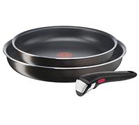 Tefal Juego de 2 sartenes Ingenio Easy Plus L1509202 24/28 cm, mango extraíble, antiadherente, negro