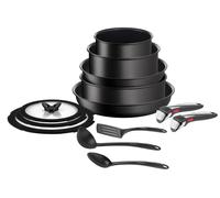 Tefal Ingenio L39593, juego de cocina, color negro, aluminio, revestimiento de titanio, color negro, vidrio