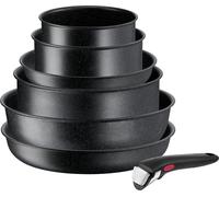 Tefal Ingenio L39987, juego de cocina, color negro, aluminio, color negro, con indicador de temperatura, desmontable