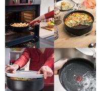 Tefal Ingenio L7239103, juego de utensilios de cocina, color negro, aluminio, revestimiento de titanio, color negro, acero inoxidable, indicador de temperatura