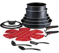 Tefal Ingenio L7239642, juego de cocina, gris, aluminio, revestimiento de titanio, negro, acero inoxidable, vidrio