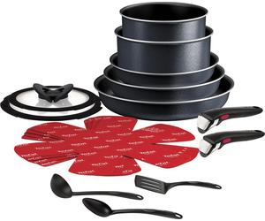 Tefal Ingenio L7239642, juego de cocina, gris, aluminio, revestimiento de titanio, negro, acero inoxidable, vidrio