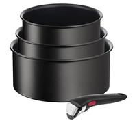 Tefal Ingenio L76391, juego de utensilios de cocina, color negro, aluminio, revestimiento de titanio, color negro, indicador de temperatura