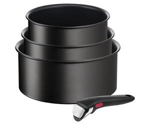 Tefal Ingenio L76391, juego de utensilios de cocina, color negro, aluminio, revestimiento de titanio, color negro, indicador de temperatura