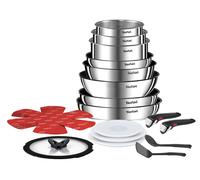Tefal Batería de cocina Ingenio Emotion L897SJ04 – 20 piezas, acero inox, inducción, asas extraíbles