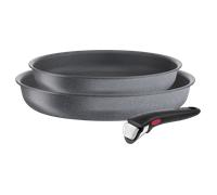 Tefal Ingenio Natural Force, Set sartenes 3 piezas, 24/28 cm + mango extraíble, Minerales, Aluminio, Inducción