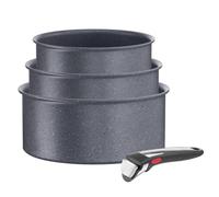 Tefal Ingenio Natural On - Juego de 3 Cazos 16/18/20 cm + Mango extraíble, Apto inducción, antiadherentes, revestimiento titanio, Thermo-signal, apto lavavajillas y horno
